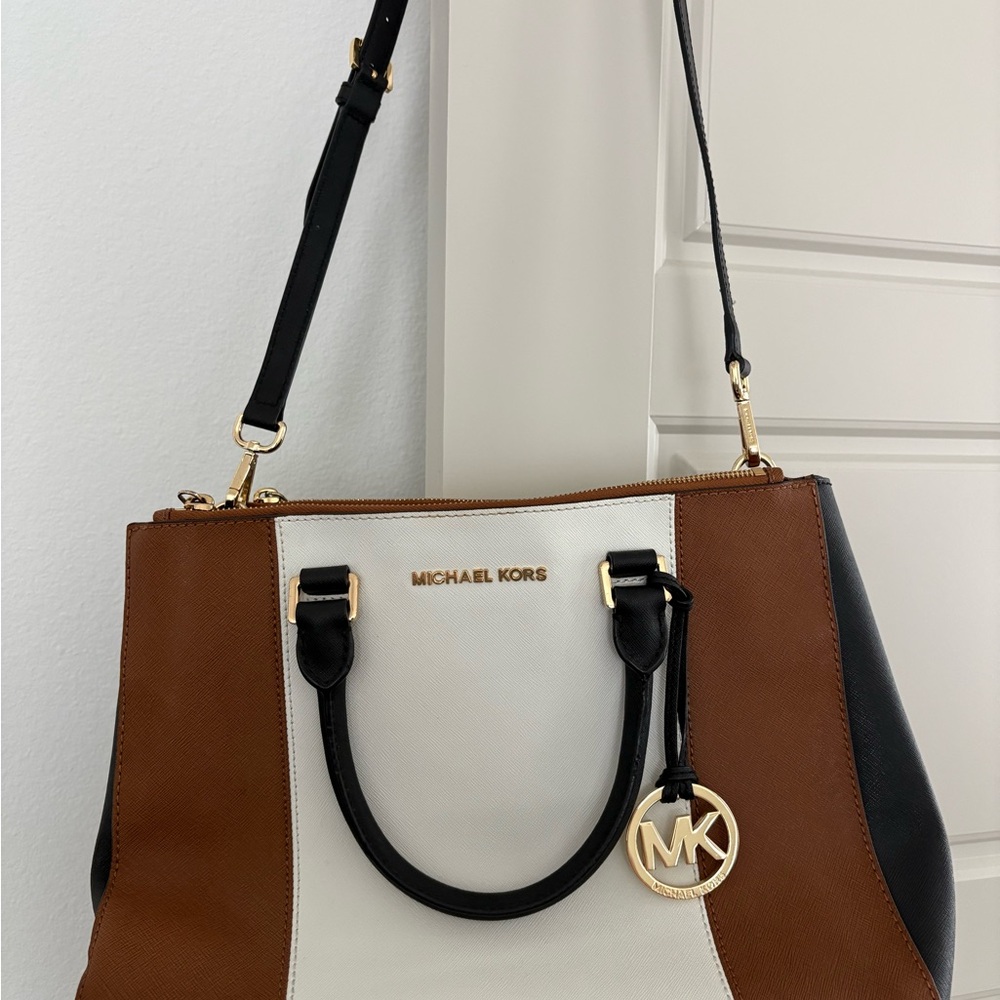 Michael Kors Black, Brown, and Cream Shoulder Bag